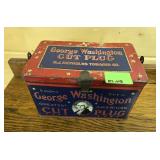 GEORGE WASHINGTON TOBACCO TIN - 7.5"