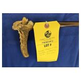 CARVED STAGHORN ELK HANDLE WITH STERLING BAND