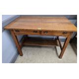 OAK ARTS & CRAFTS 2 DRAWER LIBRARY TABLE - 42"