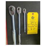 (3) SNAP-ON 710 RATCHETS - 1/2" - 3/8" - 1/4"