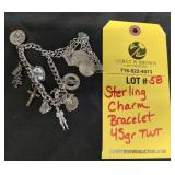 STERLING CHARM BRACELET - 45 GRAMS TWT