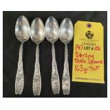 (4) STERLING TABLE SPOONS - 163 GRAMS TWT