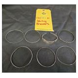 (7) STERLING BRACELETS - 58 GRAMS TWT