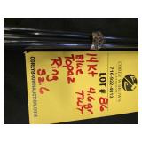 14K BLUE TOPAZ RING - 4.6 GRAMS TWT - SIZE 6