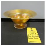 QUETZAL GOLD IRRIDESCENT FOOTED BOWL - 11"