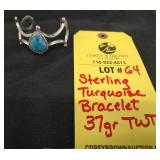 STERLING TURQUOISE BRACELET - 37 GRAMS TWT
