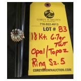 18K OPAL - TOPAZ RING - 6.7 GRAMS TWT - SIZE 5