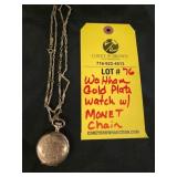 WALTHAM GOLD PLATE WATCH WITH MONET CHAIN