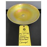 STEUBEN GOLD AURENE FOOTED BOWL - 10"