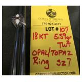 18K OPAL - TOPAZ RING - 5.59 GRAMS TWT - SIZE 7