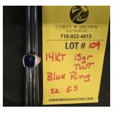 14K BLUE RING - 15 GRAM TWT - SIZE 5.5
