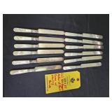 (12) 1847 ROGERS MOTHER OF PEARL KNIVES