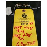 14K RING & 14K PIN - 6.9 GRAMS TWT