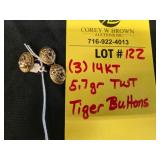 (3) 14K TIGER BUTTONS - 5.7 GRAMS TWT