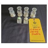 (6) GLASS & STERLING SHAKERS