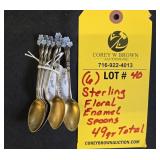 (6) STERLING ENAMEL SPOONS - 49 GRAMS