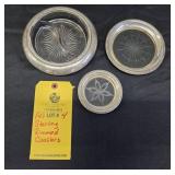 (4) STERLING RIMMED COASTERS