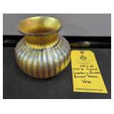 SIGNED LUNDBERG STUDIOS BASKET WEAVE VASE - 5.25"