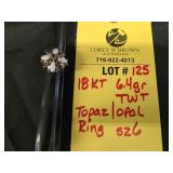 14K RING WITH DIAMONDS - SIZE 6.5