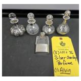(5) SILVER OVERLAY PERFUME BOTTLES