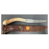 ANTLER FIXED BLADE KNIFE WITH SHEATH