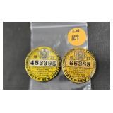 (2) 1933 NY HUNTING LICENSES