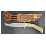ANTLER FIXED BLADE HUNTING KNIFE WITH SHEATH