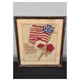 FRAMED EMBROIDERY FLAG - 19" X 22"