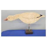 WHITE WOODEN DUCK WITH BASE