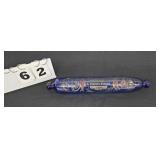 DECORATED COBALT GLASS ROLLING PIN #62