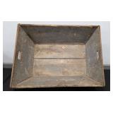 LARGE PAINTED WOOD HANDLED CRATE 34" X 22" X 12"