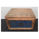 BLUE PAINTED WOOD BOX 10" X 12" X 8"
