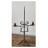 WROUGHT IRON TABLE TOP DOUBLE CANDLESTICK STAND