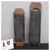 (2) HANDMADE PRIMITIVE FOOD GRATERS
