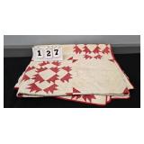 RED & WHITE GEOMETRIC PATTERN QUILT