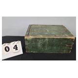GREEN PAINTED SLIDE TOP BOX 12" X 9" X 5.25"