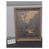 EUROPEAN MOUNTAIN SCENE OIL ON CANVAS PAINTING