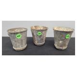 (3) SMALL TIN POTS