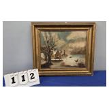 WINTER SCENE OIL ON BOARD PAINTING #112 - 16" X