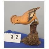 1970 COCK OF THE ROCK BIRD CARVING 15" - SIGNED