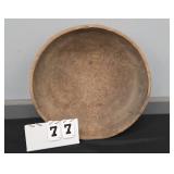 BLUE PAINTED WOOD BOWL 16.5"