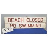 BEACH CLOSED - NO SWIMMING HINGED FOLDING SIGN