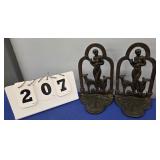 ART NOUVEAU NUDE WOMAN WITH DOG BOOKENDS