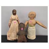 (3) DOLLS - ETHNIC BOTTLE DOLLS & BLACK CLOTH