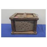 WOOD AND TIN FOOT WARMER