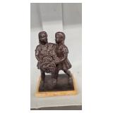 BRONZE STATUE - 2 GIRLS WITH A BASKET - SIGNED