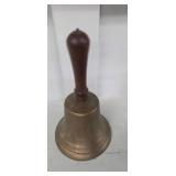 BRASS SCHOOL BELL - BROWN HANDLE