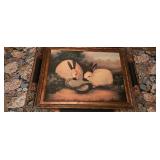 WHITE RABBIT PRINT WITH DECORATED FRAME