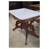 MARBLE TOP EASTLAKE STYLE PARLOR TABLE