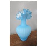 RUFFLED SATIN BLUE VASE